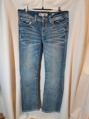 BKE Mid Rise Light Wash Jeans With Whiskering 31R